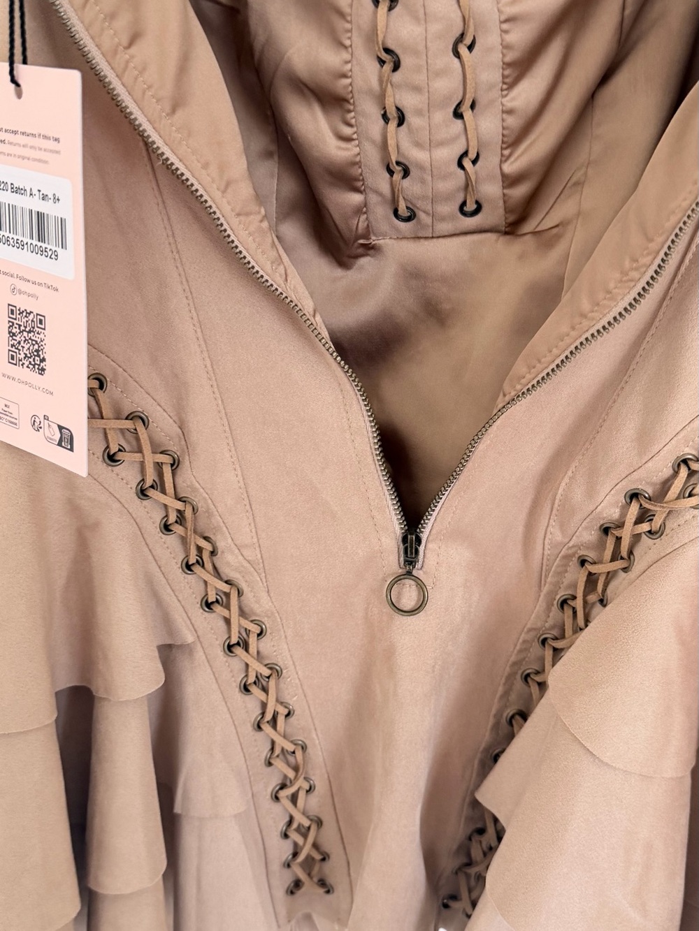 Oh Polly Beige Lace-Up Bustier Mini Dress - Picture 6 of 7